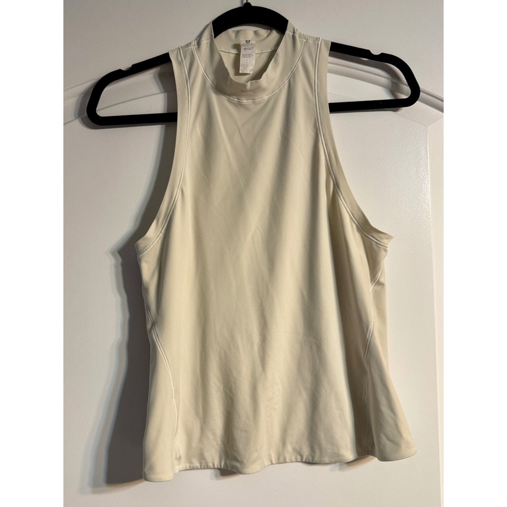 Lululemon Mock Neck Tank Top L/G Cream Activewear Athleisure Gymwear‎ Neutral